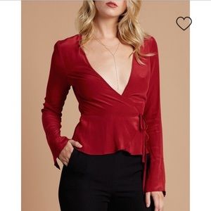 BLACK Bell Sleeve Wrap Blouse NWT Cotton Candy LA